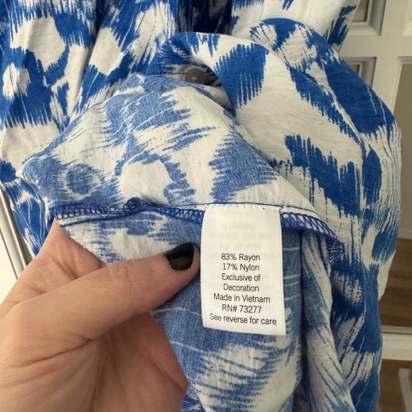 Sonoma Smock Button Midi Dress, Vivid Blue Floral, Petite Large - Picture 8 of 9